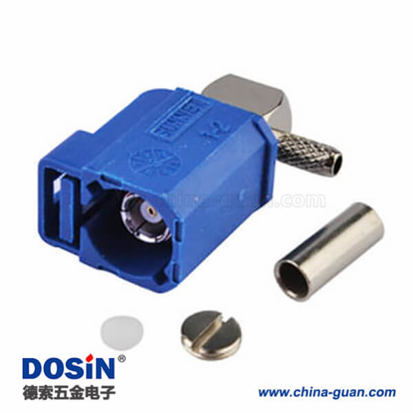Fakra連接器母頭塑料外殼C型彎式藍(lán)色壓接焊接接線RG174 RG316連接器 Fakra連接器母頭塑料外殼C型彎式藍(lán)色壓接焊接接線RG174 RG316連接器