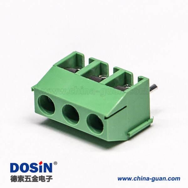 綠色端子座螺釘式3芯穿孔式插PCB板 綠色端子座螺釘式3芯穿孔式插PCB板