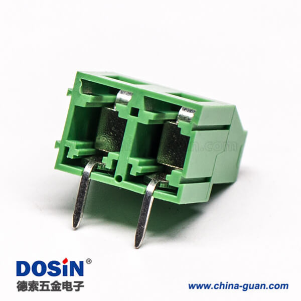 兩芯綠色端子螺釘式彎式穿孔式接PCB板 兩芯綠色端子螺釘式彎式穿孔式接PCB板