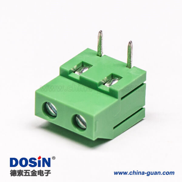 兩芯綠色端子螺釘式彎式穿孔式接PCB板 兩芯綠色端子螺釘式彎式穿孔式接PCB板