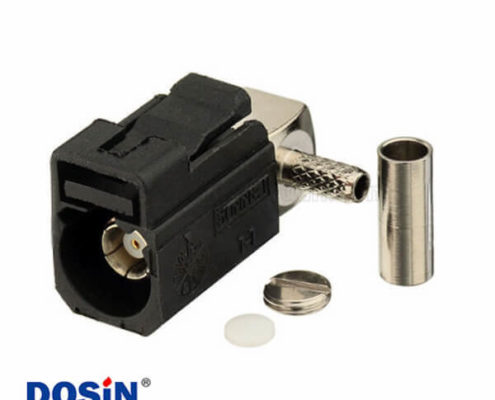 Fakra SMB連接器彎式母頭A型黑色壓接焊接接線RG174 RG316連接器