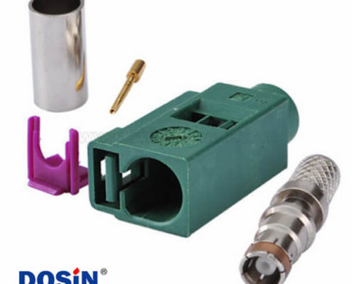 圓型Fakra接頭母頭E型壓接焊接接線RG58 LMR-195 RG400 RG142連接器