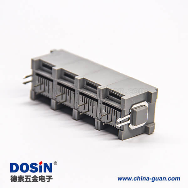 rj11座6P2C連接器1x4插板式接PCB板塑膠外殼 rj11座6P2C連接器1x4插板式接PCB板塑膠外殼