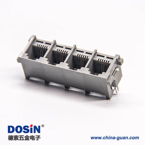 rj11座6P2C連接器1x4插板式接PCB板塑膠外殼 rj11座6P2C連接器1x4插板式接PCB板塑膠外殼