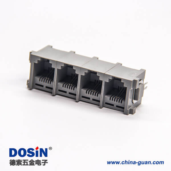 rj11座6P2C連接器1×4插板式接PCB板塑膠外殼 rj11座6P2C連接器1x4插板式接PCB板塑膠外殼