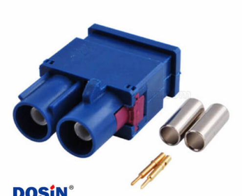 Fakra Z公接頭雙頭藍色焊接接線RG316 RG174汽車GPS天線用連接器