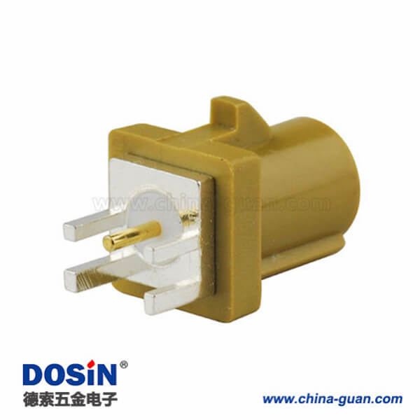 Fakra轉(zhuǎn)接頭K型公頭卡板式PCB板安裝咖喱色/1027收音機用連接器