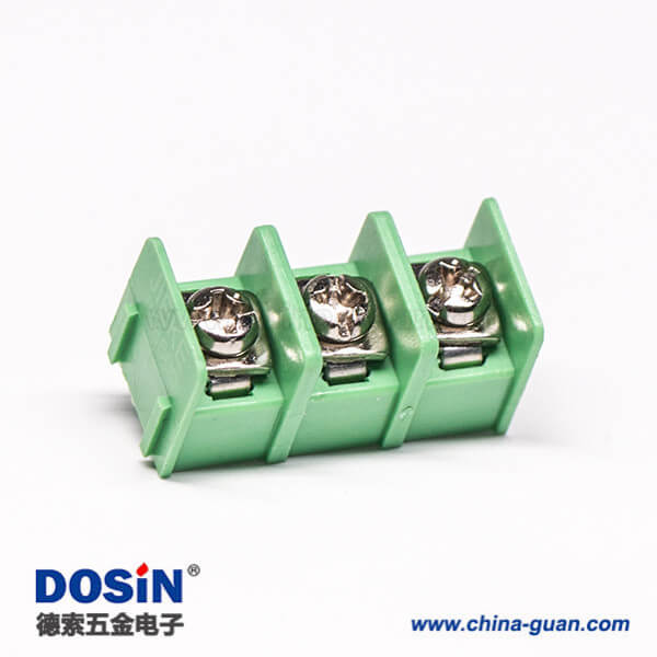 柵欄式接線端子3芯綠色直式插PCB板連接器 柵欄式接線端子3芯綠色直式插PCB板連接器