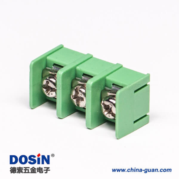 柵欄式接線端子3芯綠色直式插PCB板連接器 柵欄式接線端子3芯綠色直式插PCB板連接器