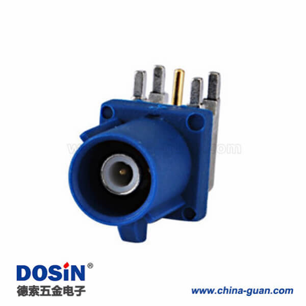 Fakra SMB連接器C型公頭藍(lán)色彎式PCB插孔安裝 Fakra SMB連接器C型公頭藍(lán)色彎式PCB插孔安裝