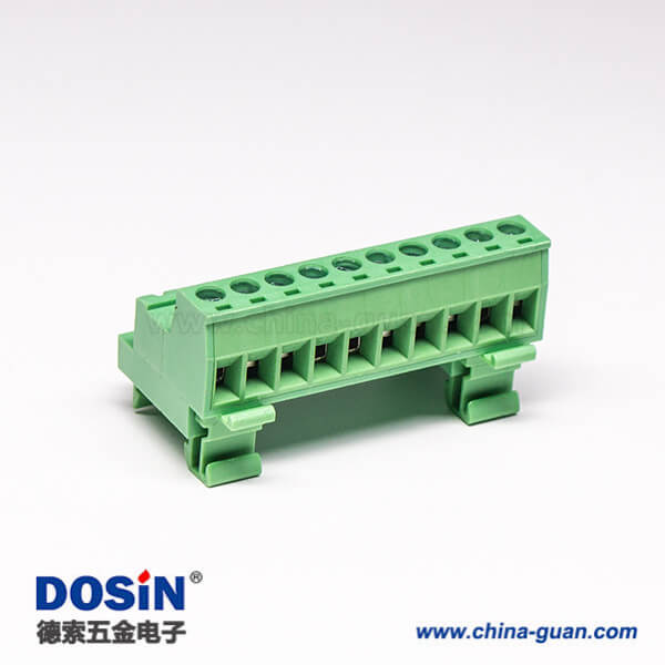 螺釘式接線端子排面板安裝穿孔式10芯綠色端子座 螺釘式接線端子排面板安裝穿孔式10芯綠色端子座