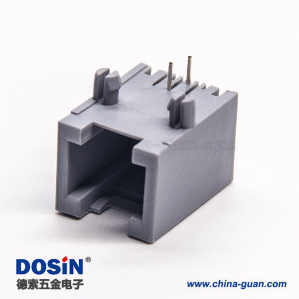 RJ11 6P2C灰色全塑模塊化連接器彎式插PCB板 RJ11 6P2C灰色全塑模塊化連接器彎式插PCB板