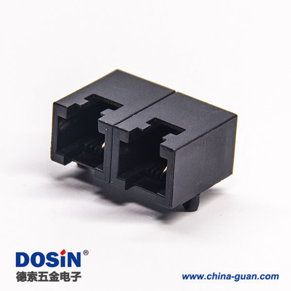 rj11雙口1*2彎式6p2c模塊化連接器黑色全塑外殼插板 rj11雙口1*2彎式6p2c模塊化連接器黑色全塑外殼插板
