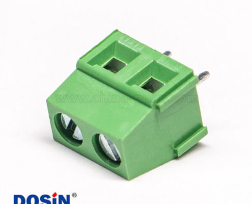 PCB端子綠色螺釘式2芯直式穿孔插PCB板