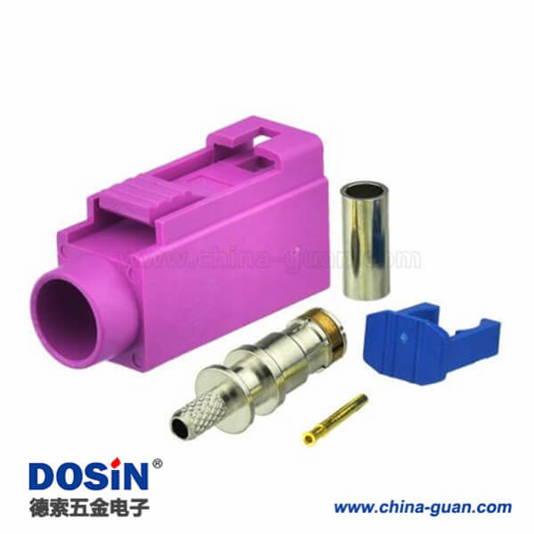 Fakra汽車連接器H型母頭紫紅色壓接焊接接線RG316 RG174 Fakra汽車連接器H型母頭紫紅色壓接焊接接線RG316 RG174