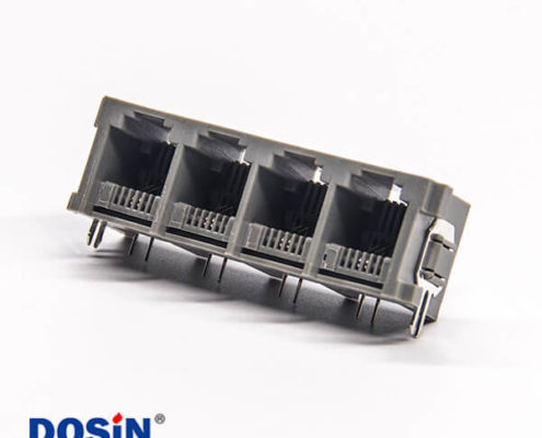 rj11連接器1x4單排6P2C彎式插PCB板非屏蔽