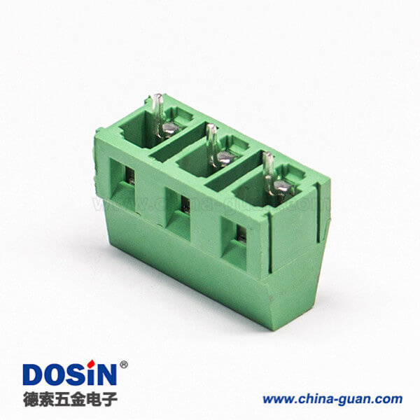 綠色的接線端子直式3芯穿孔式PCB板螺釘式連接器 綠色的接線端子直式3芯穿孔式PCB板螺釘式連接器