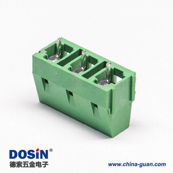 綠色的接線端子直式3芯穿孔式PCB板螺釘式連接器 綠色的接線端子直式3芯穿孔式PCB板螺釘式連接器