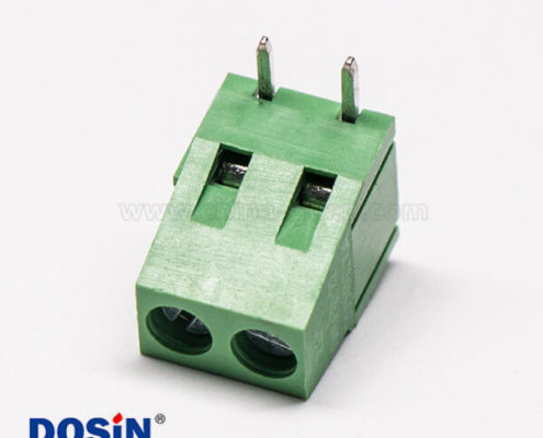 2芯接線端子綠色彎式插PCB板螺釘式端子接線