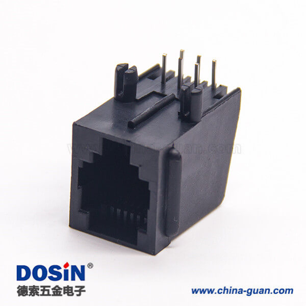 rj11全塑插座黑色非屏蔽式6p6c彎式穿孔接PCB板 rj11全塑插座黑色非屏蔽式6p6c彎式穿孔接PCB板