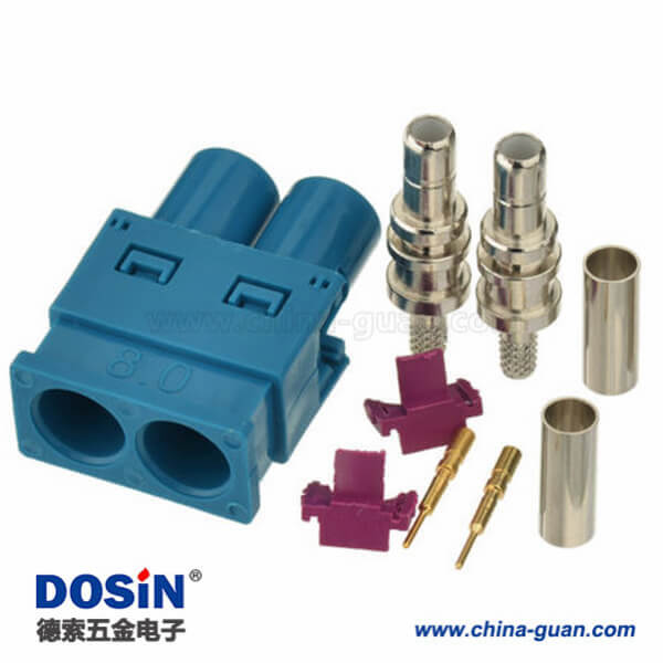 Fakra同軸連接器Z型雙頭公頭水藍(lán)色焊接汽車天線接線RG316 RG174連接器 Fakra同軸連接器Z型雙頭公頭水藍(lán)色焊接汽車天線接線RG316 RG174連接器