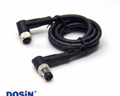 3芯工業(yè)防水插頭彎式90度公對母注塑線