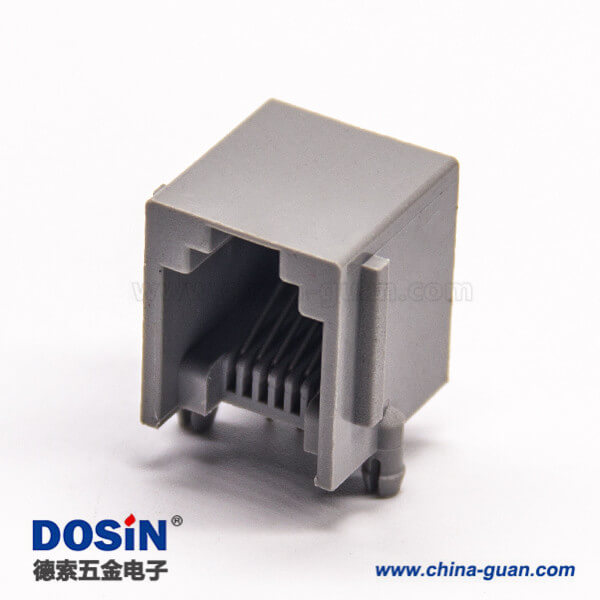 rj12端口彎式全塑不帶屏蔽網(wǎng)絡(luò)端口插PCB板