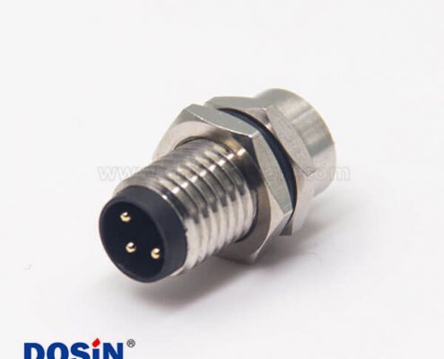 m8防水接頭直式3pin插座防水航空連接器前鎖板焊線式插座