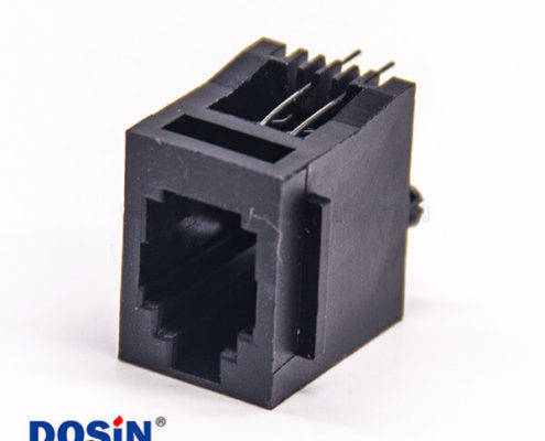 RJ9插座4P4c黑色塑膠殼不帶屏蔽式以太網(wǎng)接口