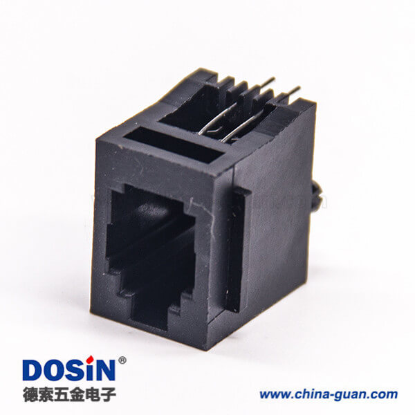 RJ9插座4P4c黑色塑膠殼不帶屏蔽式以太網(wǎng)接口