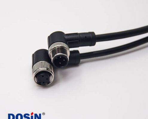 m12電纜彎母頭3芯不帶屏蔽工業(yè)防水連接器