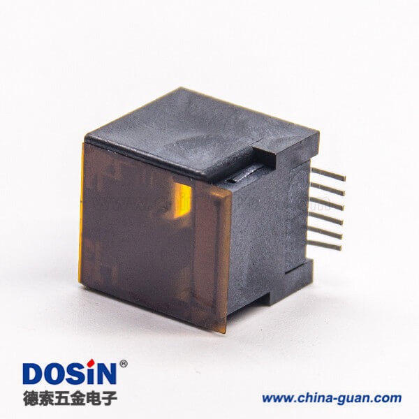 rj12接口黑色塑膠外殼直式SMT貼板接PCB板帶蓋