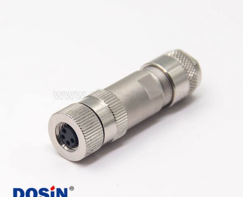 金屬過線接頭m8直式4pin防水插頭鎖接