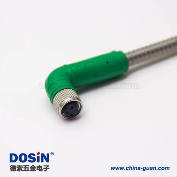 m8成型連接器彎式母頭對(duì)母頭注塑線3芯不帶屏蔽