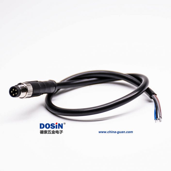 m8傳感器連接線5芯 公頭直式單邊線焊接接線35CM