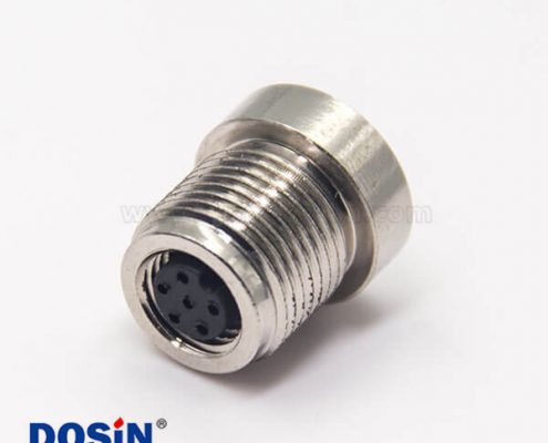 M8 6芯連接器A型前鎖插座直式母頭圓形連接器焊線