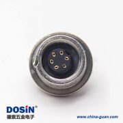 6芯防水連接器M9母頭直式前鎖穿墻面板安裝