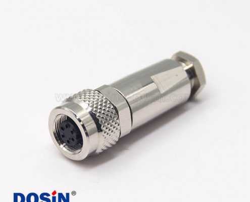 金屬圓形連接器M9直式母頭帶屏蔽6芯金屬組裝接頭