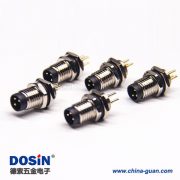 m8 3芯直式母頭防水板端插座前鎖板焊線