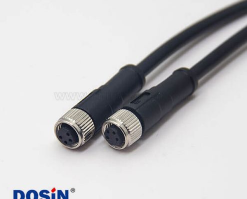 m8 4芯直式母頭注塑線雙邊組裝電纜