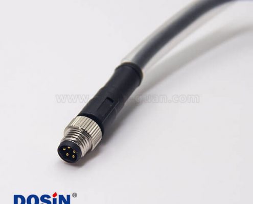 m8公頭 螺紋 帶線直式單邊5芯插頭線束