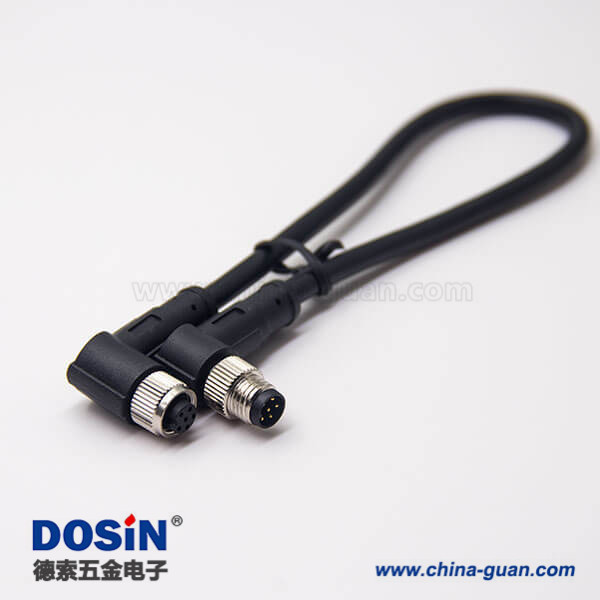 m8塑膠公母頭彎式6芯注塑線A型電纜