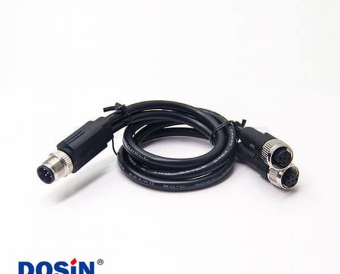 m12航空電纜插頭5芯一公轉(zhuǎn)兩母成型式注塑線