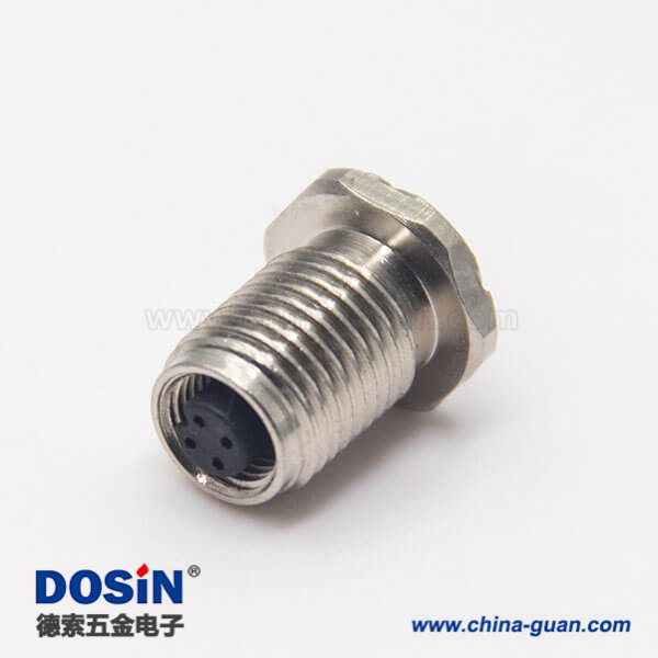 6M5防水接頭航空插座母頭直式防水帶螺紋后鎖板連接器 M5防水接頭航空插座母頭直式防水帶螺紋后鎖板連接器