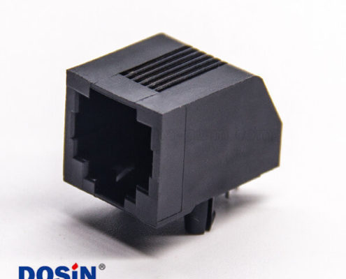 rj12母座6p6c彎式90度黑色全塑不帶燈插板