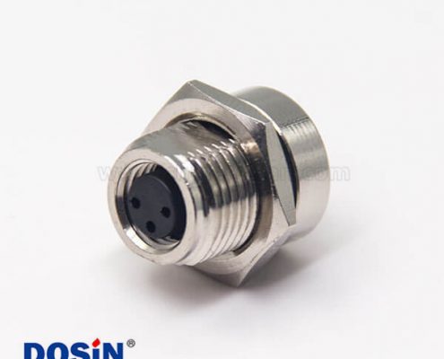 傳感器m8連接器直式3pin母頭插座前鎖板防水接頭PCB板安裝