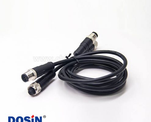 m12傳感器電纜C扣5芯母頭雙邊工業(yè)防水傳感器