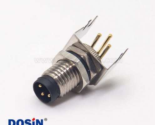 pcb板m8接頭防水航空插座3pin帶支架公頭彎式前鎖板面板安裝穿孔式