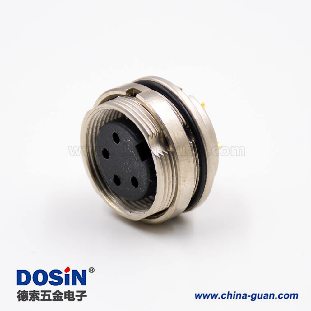 插座母頭M16系列4芯板端插座前鎖穿墻A扣直式焊杯接線連接器 插座母頭M16系列4芯板端插座前鎖穿墻A扣直式焊杯接線連接器