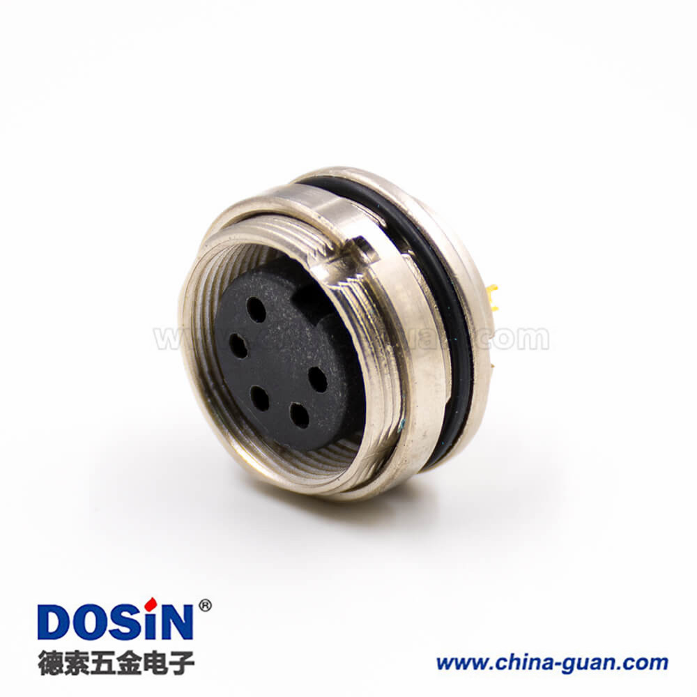 M16連接器5芯母頭A扣車針直式穿墻焊杯接線板端插座 M16連接器5芯母頭A扣車針直式穿墻焊杯接線板端插座